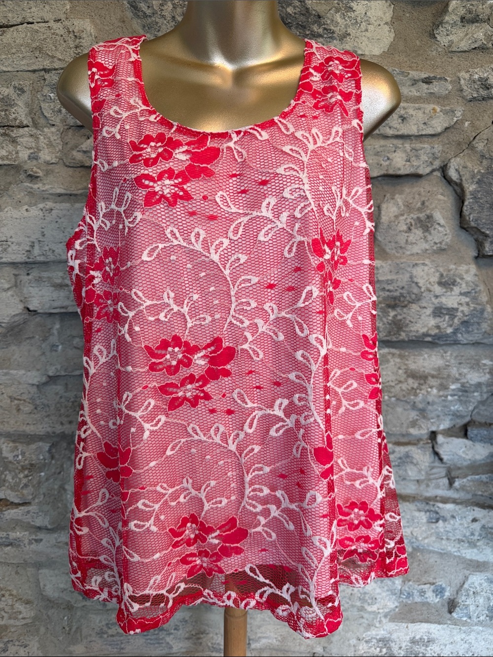 Floral Lace Overlay Tank Top 🇨🇦